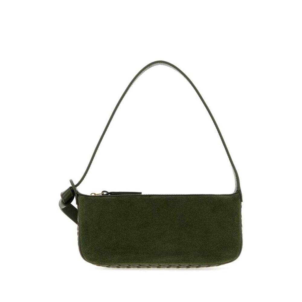 Bottega Veneta Women Olive Green Suede And Nappa Leather Nodo Shoulder Bag